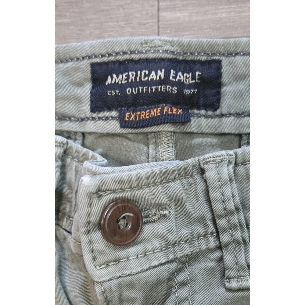American Eagle Chino Shorts Mens 28 Green Extreme Flex Casual Preppy Y2K